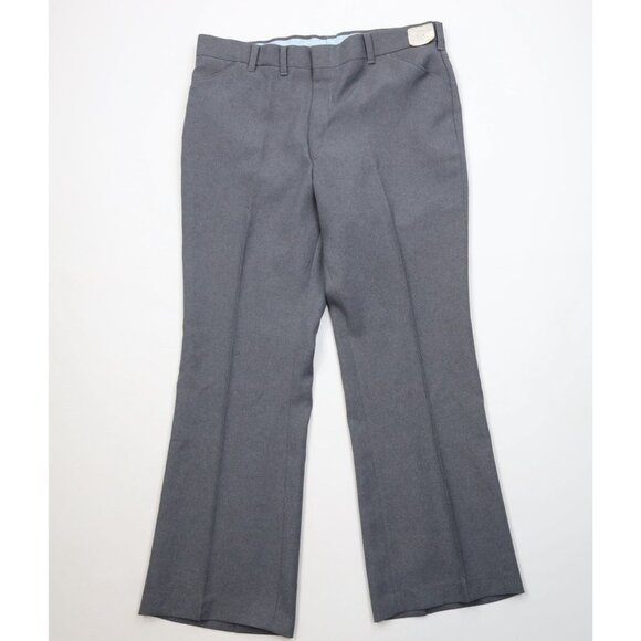 Deadstock Vtg 70s Streetwear Mens 40x31 Knit Flared Bell Bottoms Pants Gray USA